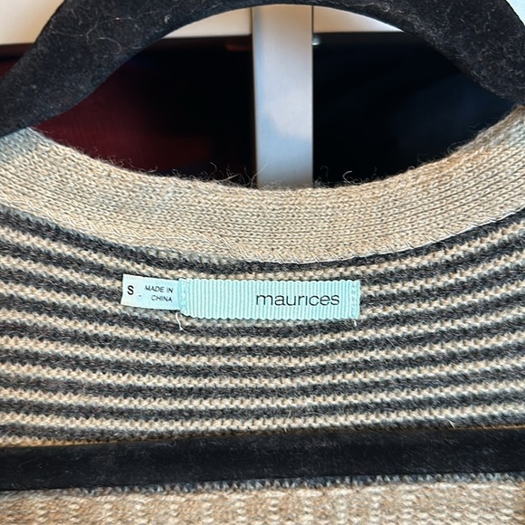 Maurices tan an black print long sleeve open front cardigan size S​ - Picture 2 of 3